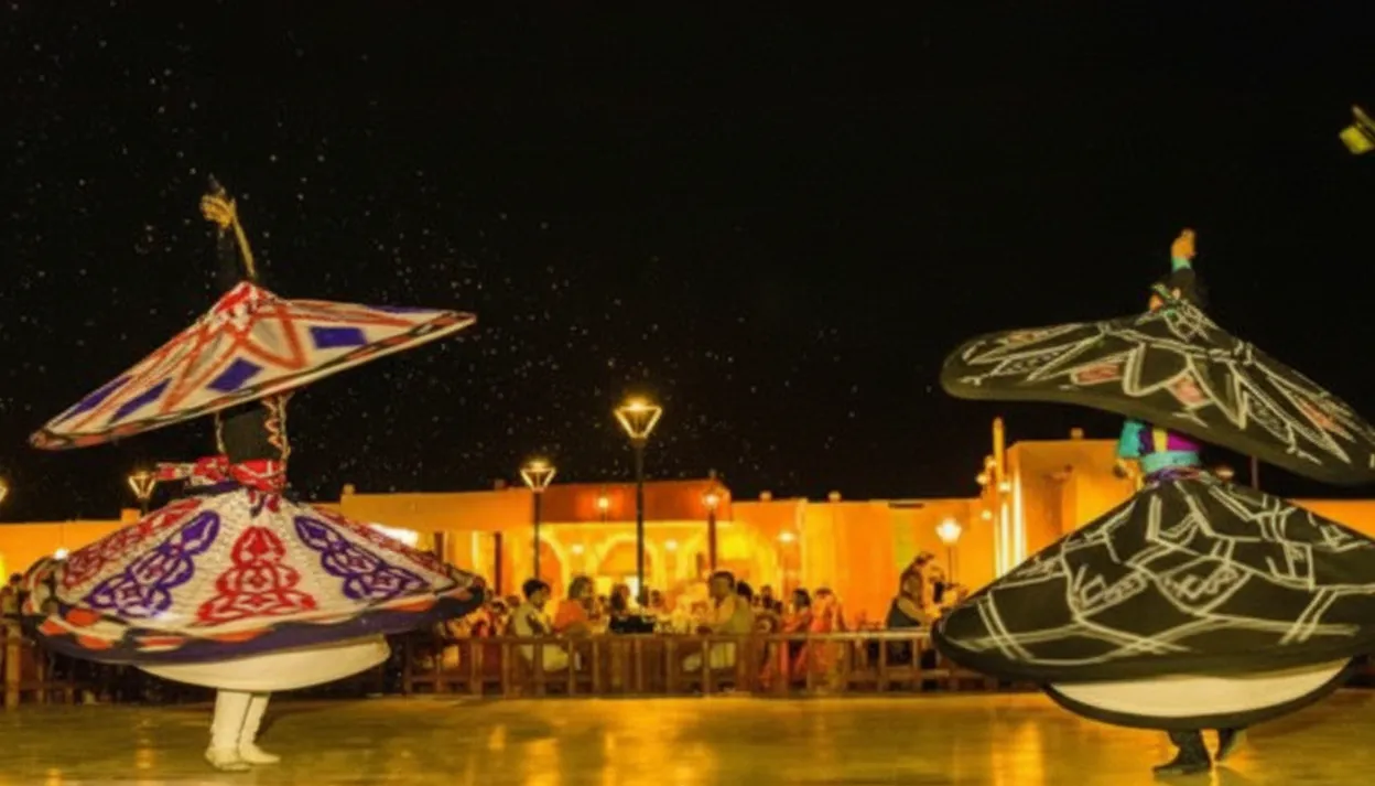 Live Tanoura entertainment show for groups at desert camp